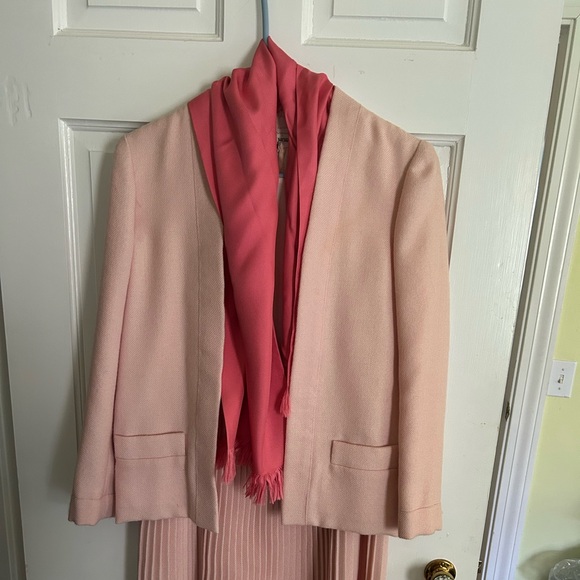 Norman Norell 3 pc vintage wool dress & sleeveless overtop, blazer,scarf. Lined. - Picture 1 of 10